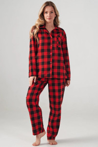 Пижама женская "Добрый вечер" 2163-Ф фланель (р-ры: 42-52) красный