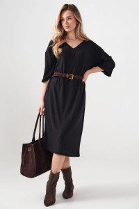 Платье женское "Ангора" 2418-Л лапша (р-ры: 50-56) черный