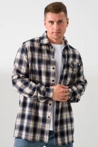 Сорочка мужская 2185-Ф "Имидж" фланель (р-ры: 46-60) темно-синий