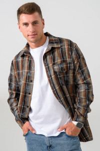 Сорочка мужская 2185-Ф "Имидж" фланель (р-ры: 46-60) коричневый