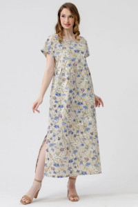 Платье женское 1921-П-л "Кострома 2" полулён (р-ры: 46-56) синий василёк