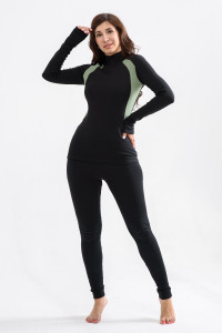 Костюм двойка женский "Термобелье" 369-Рн/Кш рибана с начесом (р-ры: 44-54) зеленый