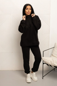 Костюм двойка женский 2037 футер 3-х нитка петля (р-ры: 44-58) черный