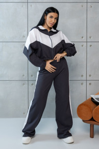 Костюм двойка женский 1902/3 футер (р-ры: 44-54) серый-белый