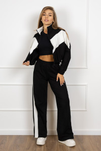 Костюм двойка женский 1902 футер (р-ры: 44-54) черный-молоко