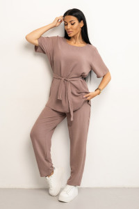 Костюм двойка женский 1844/3 жатка кантри (р-ры: 46-56) какао