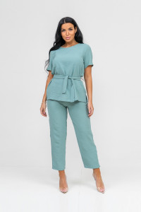 Костюм двойка женский 1844/1 жатка кантри (р-ры: 46-56) зеленый