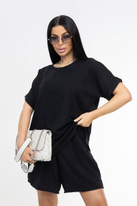 Костюм двойка женский 1916/4 жатка кантри (р-ры: 48-62) черный