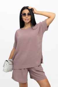 Костюм двойка женский 1916/3 жатка кантри (р-ры: 48-62) какао