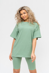 Костюм двойка женский 1267/11 кулирка с лайкрой (р-ры: 42-48) зеленый