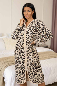 Халат женский 1948М/1 махра (р-ры: 48-70) бежевый-коричневый