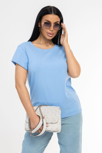Футболка женская 1433/6 кулирка с лайкрой (р-ры: 44-58) голубой