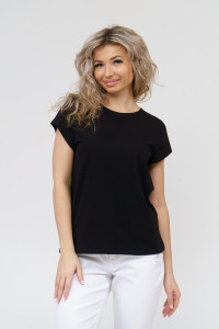 Футболка женская 1433/5 кулирка с лайкрой (р-ры: 44-58) черный