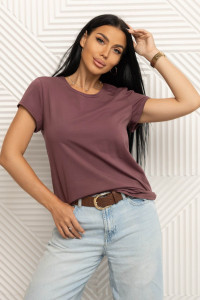 Футболка женская 1433/10 кулирка с лайкрой (р-ры: 44-58) сливовый