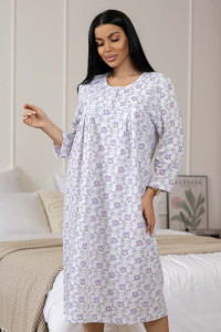 Сорочка женская 1782/3 футер с начесом (р-ры: 48-62) белый-сиреневый