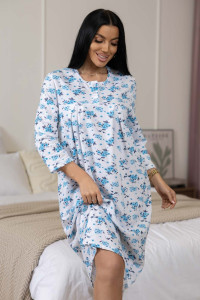 Сорочка женская 1782/2 футер с начесом (р-ры: 48-62) белый-голубой