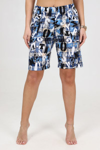 Шорты женские  ШК-236 кулирка (последний размер) буквы с синей клеткой 56