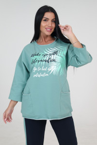 Туника женская "Дуэт" ТФ-60 футер (последний размер) оливка 54,56