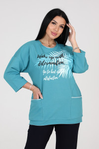 Туника женская "Дуэт" ТФ-60 футер (последний размер) аква 54,56