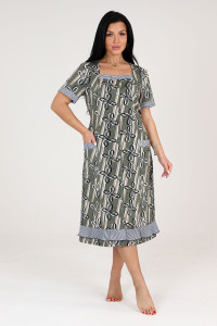 Халат женский "Мимоза" ХК-781 кулирка (последний размер) хаки с пропеллерами 50