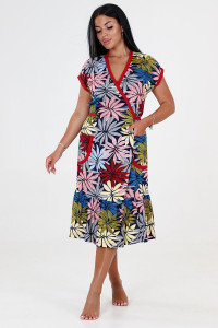 Халат женский "Кимоно Макси" ХК-42 кулирка (последний размер) разноцветный папоротник 62