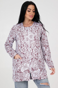 Кардиган женский КрФ-302 футер (последний размер) лист-белый капучино 50,62