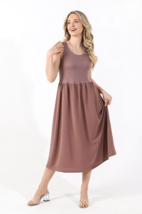 Платье женское "Лилу" вискоза+лен-манго (последний размер) кофейный 46,50