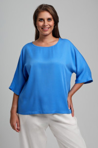 Блузка женская "Летний драйв-2" плательная ткань (последний размер) голубой 58