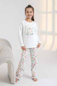 Пижама детская "Дрема-4" футер 2-х нитка с начесом (последний размер) молочный 158