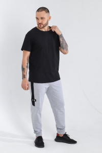 Брюки мужские "Кент-2.2" футер 2-х нитка с лайкрой (последний размер) серый меланж 48