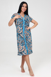 Халат женский "Кимоно" ХМ-632 махра (последний размер) павлин синий 50