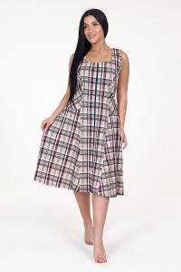 Сарафан женский СК-336 кулирка (последний размер) бежевая клетка 50