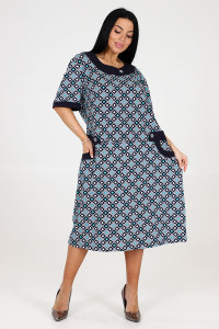 Платье женское "Ретро персона" ПлК-422 кулирка (последний размер) зеленые буби 66