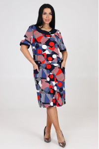 Платье женское "Ретро" ПлК-757 кулирка (последний размер) конструктор красный 58