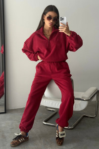 Костюм двойка женский "Космос" флис (р-ры: 44-54) бордо