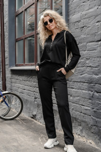 Костюм двойка женский №43065 трикотаж спортивный (р-ры: 44-54) черный