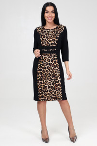 Платье женское "Грация" ПлВ-2340 вискоза (последний размер) леопард черн. 48,52,54,56
