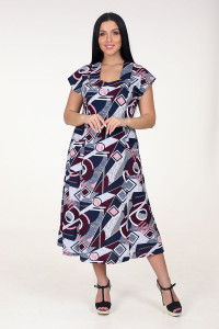 Платье женское "Рамка" ПлК-623 кулирка (последний размер) геометрия бордо 48