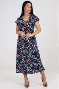 Платье женское "Рамка" ПлК-623 кулирка (последний размер) ленточки на джинсе 52