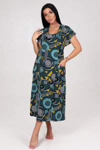 Платье женское "Рамка" ПлК-623 кулирка (последний размер) геометрия зеленая с желтым 48,56,58