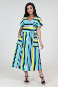 Платье женское "Настроение" ПлК-44 кулирка (последний размер) ментол широкая полоса 48