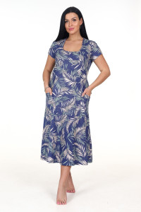 Платье женское "Вера" ПлК-417 кулирка (последний размер) папорот.на синем 50