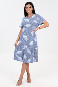 Платье женское "Алёна" ПлК-2582 хлопок (последний размер) перышки на полосе 58
