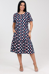 Платье женское "Алёна" ПлК-2582 хлопок (последний размер) горохи серо-роз. 52