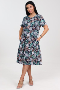 Платье женское "Алёна" ПлК-2582 хлопок (последний размер) зел.-кор.колос 56