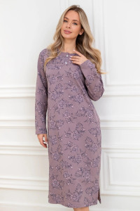 Сорочка женская "Нина" М-74Н футер с начесом (р-ры: 44-62) сиреневый