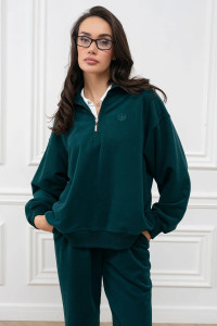 Толстовка женская "Пич" МА-4Т футер (р-ры: 42-52) изумрудный