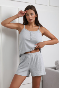 Костюм двойка женский "Нежность New" М-135КП лапша (р-ры: 42-50) светло-серый