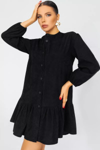 Платье-рубашка женское ПЛ-142ВВТ/ЧЕР вельвет (последний размер) черный 48