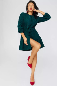 Платье-рубашка женское ПЛ-142ВВТ/ИЗУ вельвет (последний размер) изумруд 50